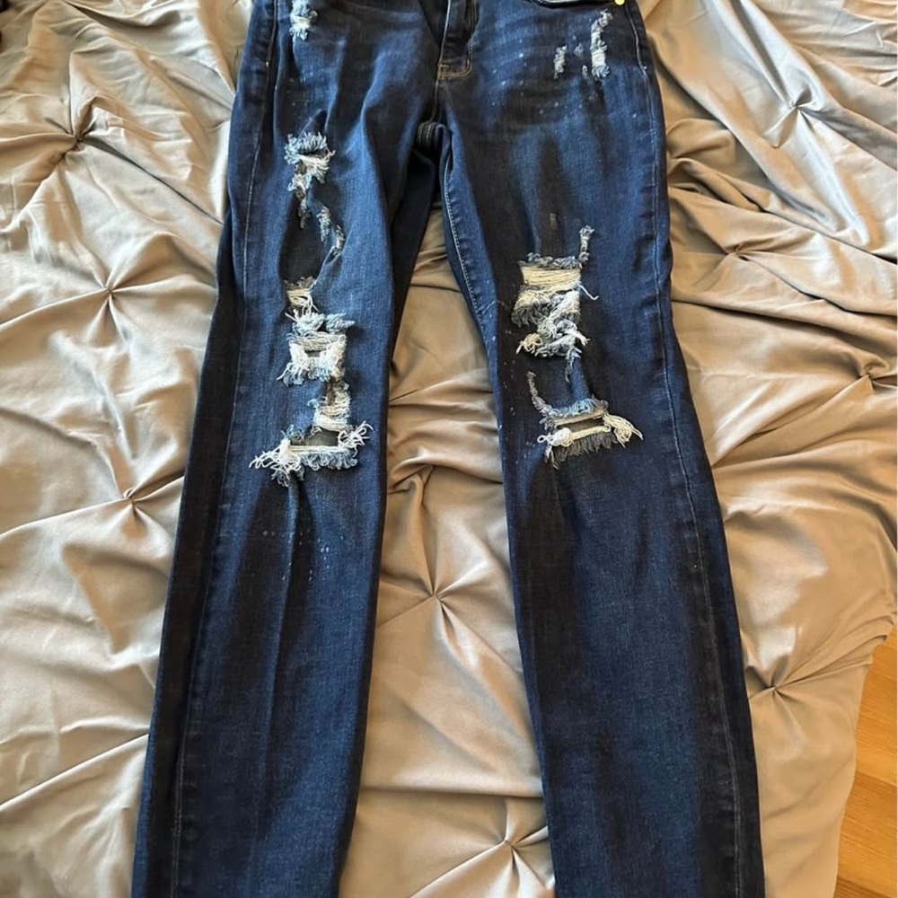 Judy Blue Dark Distressed Skinny Jeans